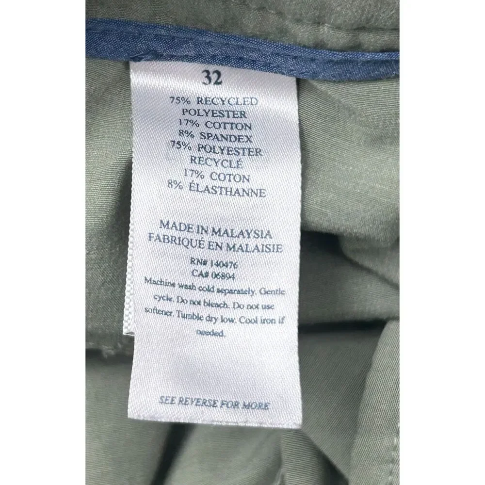 Faherty Men’s All Day Shorts Olive Green Size 32 Belt Loop Stretch Casual